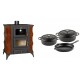 Set Kaminofen, Holzofen mit Backfach Prity, Modell FMS RK Braun, Leistung 12kW, Keramikverkleidung, Füße + Gusseisen Topf Set aus 3 teilen Solagio, Black Onyx | Holzofen | Kaminofen |