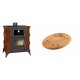 Set Kaminofen, Holzofen mit Backfach Prity, Modell FMS RK Braun, Leistung 12kW, Keramikverkleidung, Füße + Holz untersetzer für ovale platte Solagio HSOISK1728, 17x28cm | Holzofen | Kaminofen |
