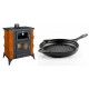 Set Kaminofen, Holzofen mit Backfach Prity, Modell FMS RK, Leistung 12kW, Keramikverkleidung, Füße + Emaillierte grillpfanne Gusseisen Solagio, Black Onyx, Ф28cm | Holzofen | Kaminofen |