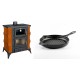 Set Kaminofen, Holzofen mit Backfach Prity, Modell FMS RK, Leistung 12kW, Keramikverkleidung, Füße + Emaillierte grillpfanne Gusseisen Solagio, Black Onyx, Ф24cm | Holzofen | Kaminofen |