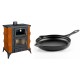 Set Kaminofen, Holzofen mit Backfach Prity, Modell FMS RK, Leistung 12kW, Keramikverkleidung, Füße + Emaillierte Gusseisenpfanne Solagio, Black Onyx, Ф28cm | Holzofen | Kaminofen |