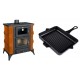 Set Kaminofen, Holzofen mit Backfach Prity, Modell FMS RK, Leistung 12kW, Keramikverkleidung, Füße + Emaillierte grillpfanne Gusseisen Solagio, Black Onyx, 26x32cm | Holzofen | Kaminofen |