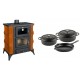 Set Kaminofen, Holzofen mit Backfach Prity, Modell FMS RK, Leistung 12kW, Keramikverkleidung, Füße + Gusseisen Topf Set aus 3 teilen Solagio, Black Onyx | Holzofen | Kaminofen |