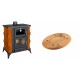 Set Kaminofen, Holzofen mit Backfach Prity, Modell FMS RK, Leistung 12kW, Keramikverkleidung, Füße + Holz untersetzer für ovale platte Solagio HSOISK1728, 17x28cm | Holzofen | Kaminofen |