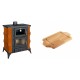 Set Kaminofen, Holzofen mit Backfach Prity, Modell FMS RK, Leistung 12kW, Keramikverkleidung, Füße + Holz untersetzer für mini-gusseisenplatte Solagio HSDDHP1522 | Holzofen | Kaminofen |