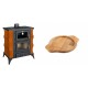 Set Kaminofen, Holzofen mit Backfach Prity, Modell FMS RK, Leistung 12kW, Keramikverkleidung, Füße + Holz untersetzer für gusseisenschüssel Solagio HSYKTV22 | Holzofen | Kaminofen |