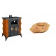 Set Kaminofen, Holzofen mit Backfach Prity, Modell FMS RK, Leistung 12kW, Keramikverkleidung, Füße + Holz untersetzer für gusseisenplatte Solagio HSYSAK20 | Holzofen | Kaminofen |