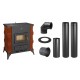 Set Kaminofen, Holzofen Prity, Modell K2 RK Braun, Leistung 10kW, Keramikverkleidung, Füße + Schornstein Bausatz PARKANEX, Stahl Ø130, Dicke 2mm | Holzofen | Kaminofen |