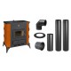 Set Kaminofen, Holzofen Prity, Modell K2 RK, Leistung 10kW, Keramikverkleidung, Füße + Schornstein Bausatz PARKANEX, Stahl Ø130, Dicke 2mm | Holzofen | Kaminofen |