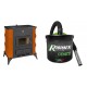 Set Kaminofen, Holzofen Prity, Modell K2 RK, Leistung 10kW, Keramikverkleidung, Füße + Elektrischer Aschesauger Ribimex, Modell Cenetì, Fassungsvermögen 15 L | Küchenofen / Küchenhexe Prity | Kaminofen |