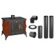 Set Kaminofen, Holzofen Prity, Modell K1 RK Braun, Leistung 9kW, Keramikverkleidung, Füße + Schornstein Bausatz PARKANEX, Stahl Ø130, Dicke 2mm | Holzofen | Kaminofen |
