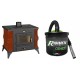 Set Kaminofen, Holzofen Prity, Modell K1 RK Braun, Leistung 9kW, Keramikverkleidung, Füße + Elektrischer Aschesauger Ribimex, Modell Cenetì, Fassungsvermögen 15 L | Holzofen | Kaminofen |