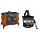Set Kaminofen, Holzofen Prity, Modell K1 RK, Leistung 9kW, Keramikverkleidung, Füße + Elektrischer Aschesauger Ribimex, Modell Cenetì, Fassungsvermögen 15 L | Holzofen | Kaminofen |