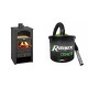 Set Kaminofen, Holzofen Prity, Modell K2, Leistung 10.4kW, Nische, gewölbt + Elektrischer Aschesauger Ribimex, Modell Cenetì, Fassungsvermögen 15 L | Holzofen | Kaminofen |