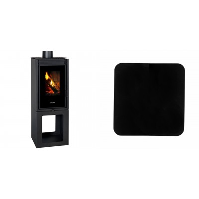 Set Holzofen Prity, Modell PMV TV, Leistung 11kW + Funkenschutzplatte Stahl 2mm, Größe 98x98cm - Prity