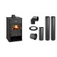 Set Kaminofen, Holzofen Prity, Modell S1, Leistung 10.4kW + Schornstein Bausatz PARKANEX, Stahl Ø130, Dicke 2mm | Holzofen | Kaminofen |