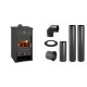 Set Kaminofen, Holzofen Wasserführend Prity, Modell K2 CP W13, Obere Platte aus Gusseisen, Leistung 15kW + Schornstein Bausatz PARKANEX, Stahl Ø130, Dicke 2mm | Wasserführender Kaminofen | Kaminofen |