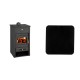 Set Kaminofen, Holzofen Wasserführend Prity, Modell K2 CP W13, Obere Platte aus Gusseisen, Leistung 15kW + Funkenschutzplatte Stahl 2mm, Größe 98x98cm | Kaminofen Prity | Prity |