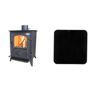 Set Kaminofen, Holzofen Verso 1 CID, Leistung 7.5kW + Funkenschutzplatte Stahl 2mm, Größe 98x98cm - Produktvergleich