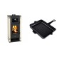 Set Kaminofen, Holzofen mit Backfach Prity K2 GT F, 8.1 kW + Emaillierte grillpfanne Gusseisen Solagio, Black Onyx, 26x32cm | Holzofen | Kaminofen |