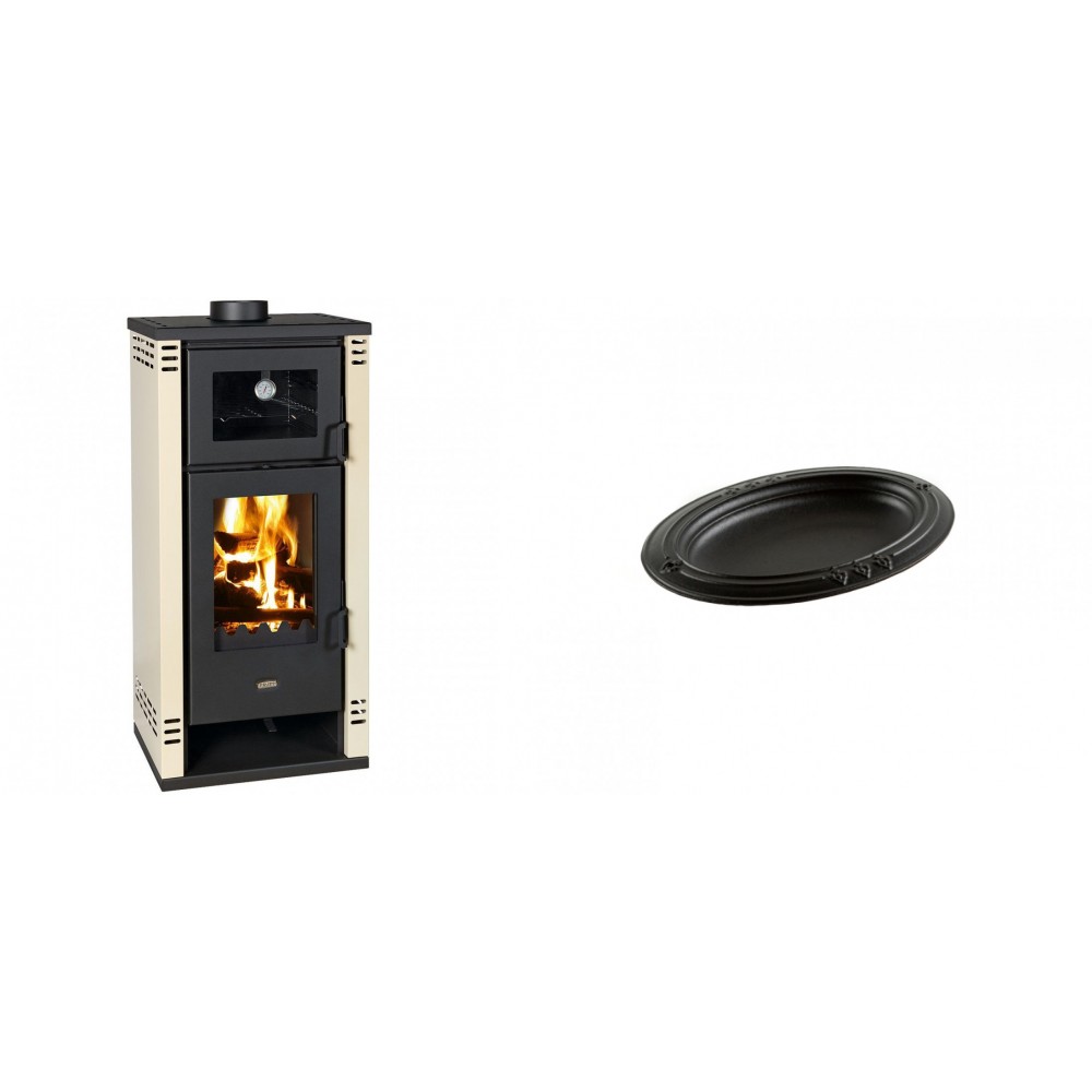 Set Kaminofen, Holzofen mit Backfach Prity K2 GT F, 8.1 kW + Gusseiserne auflaufform Solagio oval, 17x28cm | Holzofen | Kaminofen |