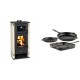 Set Kaminofen, Holzofen mit Backfach Prity K2 GT F, 8.1 kW + Gusseisen Topf Set aus 3 teilen Solagio, Black Onyx | Holzofen | Kaminofen |