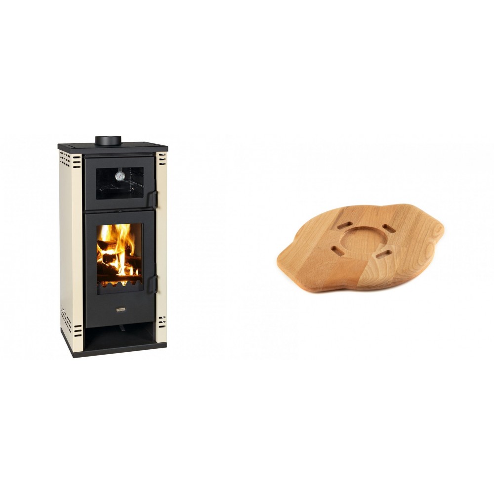 Set Kaminofen, Holzofen mit Backfach Prity K2 GT F, 8.1 kW + Holz untersetzer für gusseisenplatte Solagio HSYSAK20 | Holzofen | Kaminofen |