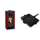 Set Kaminofen, Holzofen mit Backfach Prity K2 GT F Rot, 8.1 kW + Emaillierte grillpfanne Gusseisen Solagio, Black Onyx, 26x32cm | Holzofen | Kaminofen |