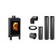 Set Kaminofen, Holzofen Prity, Modell PMV-TV SL, 11kW, Panoramablick + Schornstein Bausatz PARKANEX, Stahl Ø150, Dicke 2mm | Holzofen | Kaminofen |