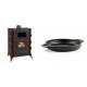 Set Kaminofen, Holzofen mit Backfach Prity, Modell F RK Maro, 12kW + Emaillierte gusseisenpfanne mit zwei Griffen Solagio, Black Onyx, Ф22cm | Holzofen | Kaminofen |