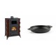 Set Kaminofen, Holzofen mit Backfach Prity, Modell F RK Maro, 12kW + Emaillierte gusseisenpfanne mit zwei Griffen Solagio, Black Onyx, Ф19cm | Holzofen | Kaminofen |
