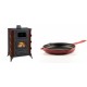 Set Kaminofen, Holzofen mit Backfach Prity, Modell F RK Maro, 12kW + Emaillierte Gusseisenpfanne Solagio, Rubin, Ф28cm | Holzofen | Kaminofen |