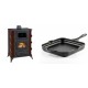 Set Kaminofen, Holzofen mit Backfach Prity, Modell F RK Maro, 12kW + Emaillierte Gusseisenpfanne Solagio, Black Onyx, 28x28cm | Holzofen | Kaminofen |