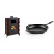 Set Kaminofen, Holzofen mit Backfach Prity, Modell F RK Maro, 12kW + Emaillierte Gusseisenpfanne Solagio, Black Onyx, Ф28cm | Holzofen | Kaminofen |