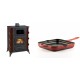 Set Kaminofen, Holzofen mit Backfach Prity, Modell F RK Maro, 12kW + Emaillierte Gusseisenpfanne Solagio, Rubin, 28x28cm | Holzofen | Kaminofen |