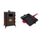 Set Kaminofen, Holzofen mit Backfach Prity, Modell F RK Maro, 12kW + Emaillierte grillpfanne Gusseisen Solagio, Rubin, 26x32cm | Holzofen | Kaminofen |
