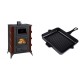 Set Kaminofen, Holzofen mit Backfach Prity, Modell F RK Maro, 12kW + Emaillierte grillpfanne Gusseisen Solagio, Black Onyx, 26x32cm | Holzofen | Kaminofen |