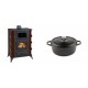Set Kaminofen, Holzofen mit Backfach Prity, Modell F RK Maro, 12kW + Gusseisen Topf Tiefer Solagio, Black Onyx, Ф20 | Holzofen | Kaminofen |
