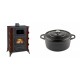 Set Kaminofen, Holzofen mit Backfach Prity, Modell F RK Maro, 12kW + Gusseisen Topf Tiefer Solagio, Black Onyx, Ф24 | Holzofen | Kaminofen |