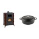 Set Kaminofen, Holzofen mit Backfach Prity, Modell F RK Maro, 12kW + Gusseisen Topf Flach Solagio, Black Onyx, Ф26 | Holzofen | Kaminofen |