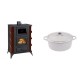 Set Kaminofen, Holzofen mit Backfach Prity, Modell F RK Maro, 12kW + Gusseisen Topf Tiefer Solagio, Ivory, Ф24 | Holzofen | Kaminofen |