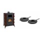 Set Kaminofen, Holzofen mit Backfach Prity, Modell F RK Maro, 12kW + Gusseisen Topf Set aus 2 teilen Solagio, Black Onyx | Holzofen | Kaminofen |