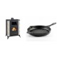 Set Kaminofen, Holzofen mit Backfach Prity, Modell F RK Dantela, 12kW + Emaillierte grillpfanne Gusseisen Solagio, Black Onyx, Ф28cm | Holzofen | Kaminofen |