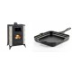 Set Kaminofen, Holzofen mit Backfach Prity, Modell F RK Dantela, 12kW + Emaillierte Gusseisenpfanne Solagio, Black Onyx, 28x28cm | Holzofen | Kaminofen |