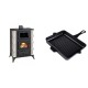Set Kaminofen, Holzofen mit Backfach Prity, Modell F RK Dantela, 12kW + Emaillierte grillpfanne Gusseisen Solagio, Black Onyx, 26x32cm | Holzofen | Kaminofen |