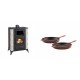 Set Kaminofen, Holzofen mit Backfach Prity, Modell F RK Dantela, 12kW + Gusseisen Topf Set aus 2 teilen Solagio, Rubin | Holzofen | Kaminofen |