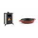 Set Kaminofen, Holzofen mit Backfach Prity, Modell F RK, 12kW + Emaillierte gusseisenpfanne mit zwei Griffen Solagio, Rubin, Ф19cm | Holzofen | Kaminofen |