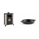Set Kaminofen, Holzofen mit Backfach Prity, Modell F RK, 12kW + Emaillierte gusseisenpfanne mit zwei Griffen Solagio, Black Onyx, Ф16cm | Holzofen | Kaminofen |