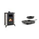 Set Kaminofen, Holzofen mit Backfach Prity, Modell F RK, 12kW + Gusseisen Topf Set aus 2 teilen Solagio, Black Onyx | Holzofen | Kaminofen |