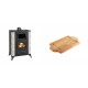 Set Kaminofen, Holzofen mit Backfach Prity, Modell F RK, 12kW + Holz untersetzer für mini-gusseisenplatte Solagio HSDDHP1522 | Holzofen | Kaminofen |